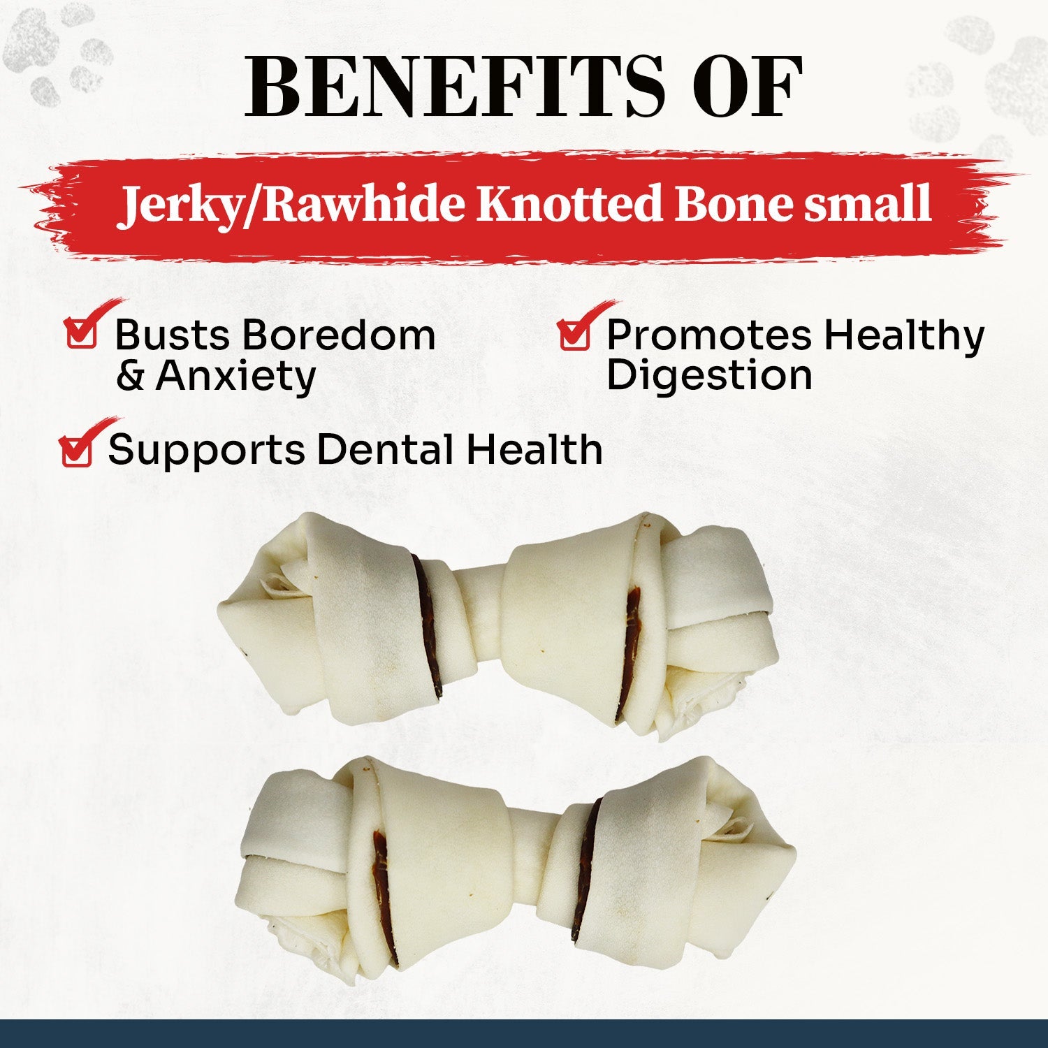 Jerky With Rawhide Knotted Bone Small-4 inch