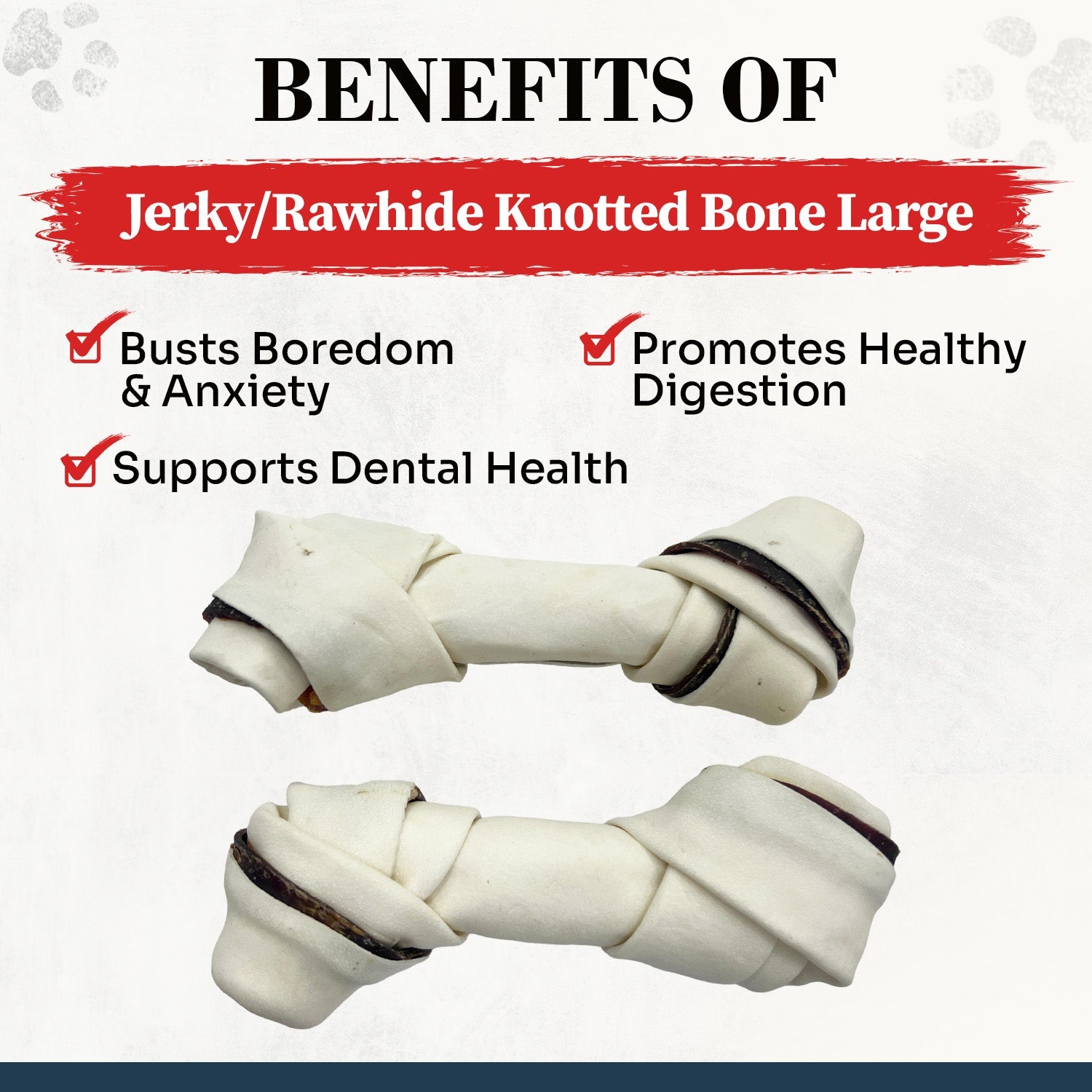 Jerky With Rawhide Knotted Bone Large-6 inch